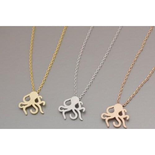 Gold /Silver and Rose Gold Cute Octopus Pendant Necklace for women girls christmas cute gift jewelry fashion