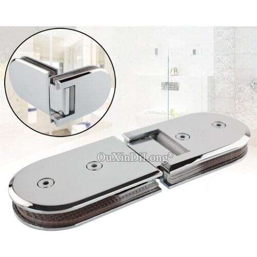 2PCS 180 Degree Chrome 304 Stainless Steel Frameless Shower Glass Door Hinges Glass to Glass Fixed Clamps Holder Brackets Z63
