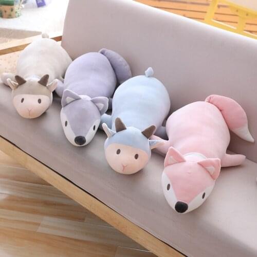 70-120cm Big Size Cute Sheep&Fox Plush Toy Lovely Soft Stuffed Animal Doll Kawaii Nap Pillow Kids Children Girls Birthday Gift