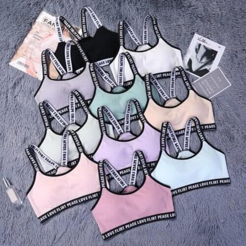 Sports Bra Sets Fashion Letter Cross Shoulder Strap Tube Top Push Up Fitness Active Bra Women Sportswear Underwear