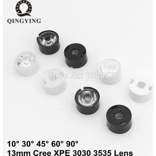 50-200pcs 13mm 1W 3W 5W CREE LED mini Lens 10 30 45 60 90 Degree For SMD 3535 3030 XPE XPE2 XPG XPG2 LED LensesWith Holder
