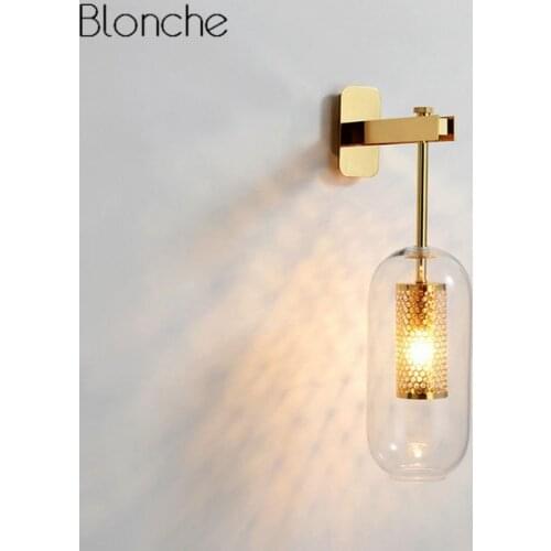 Post-modern Glass Wall Lights Lamp Nordic Led Wall Sconce for Bathroom Bedroom Home Lighting Fixtures Kitchen Lamp Luminaire E14