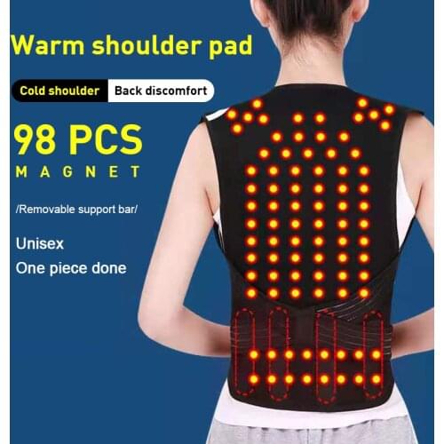 98 Tourmaline Self-heating Brace Support Belt Self-heating Shoulder Pad Shirt Spine Back Shoulder Lumbar Posture Back Support