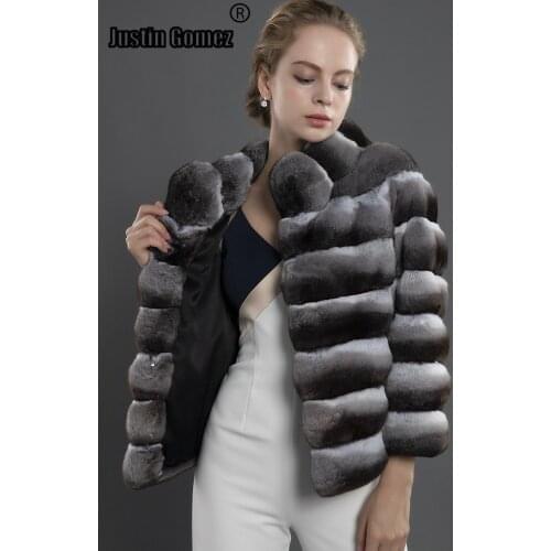 New Arrival Premium Plus Size Thickening Natural Rex Rabbit Fur Coat Short Two Color Options Warm Cappotti Donna Womens Coats