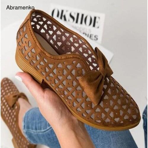 Hollow-Carved Women Sandals Summer Style Retro Platform Sandals Comfortable High Hoof Thick Heel gauze Bow Shoes Plus Size 35-43