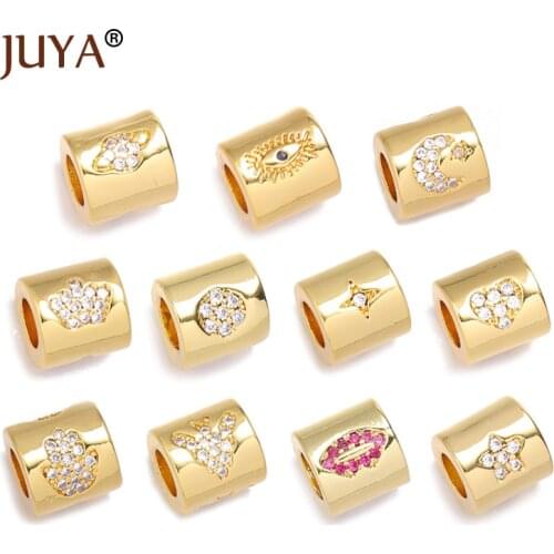 JUYA Cooper Spacer Beads Heart Evil Eyes CZ Beads for Women Necklace Bracelet Jewelry Making Findings Hand Made DIY Accessories