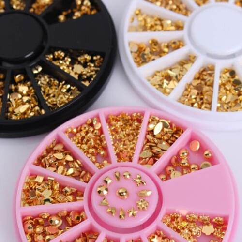 1 Wheel Mixed 12 Shapes 3D Nail Studs Art Decors DIY Decoration Manicure Tools