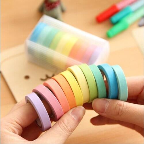 10Pcs 5M DIY Colorful Paper / Masking Tape for Scrapbook Note Stationery Tools