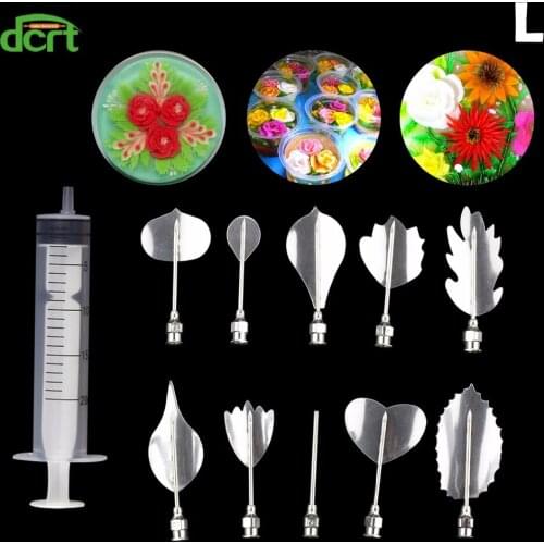 10Pcs/Set 3D Jelly Flowers Art Tools Jelly Cake Gelatin Pudding Nozzle Syringe Russia Nozzle Set Baking Tools for Cakes Jelly