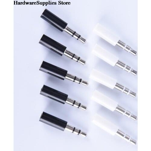 10pcs/lot New 3.5mm Stereo Headset Plug With Tail Audio Plug Jack Adaptor Connector For phone 3 Pole