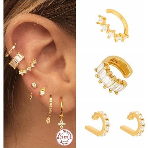 100% 925 Sterling Silver Jewerly Fake Cartilage Earring For Woman Girls Ear Cuff Clip On Earrings Without Piercing Pendientes