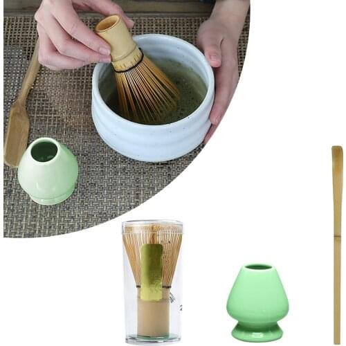 3 In 1 Matcha Ceramic Tea Bowl Bamboo Tea Scoop Matcha Whisk Japanese Teaware Tea Tool Whisk Holder Japanese Matcha Tea Sets