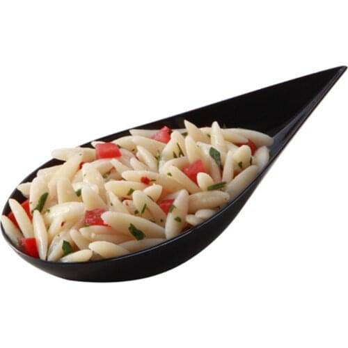 Free Shipping Party Suppliers, Disposable Plastic Tableware, 100*50mm Black Mini Tear Dessert Spoon, 50/Pack