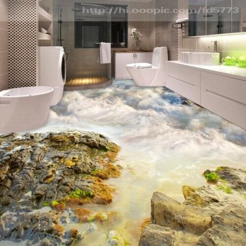 Free Shipping Sea Rock Reef flooring wallpaper bedroom restaurant toilet self-adhesive floor mural