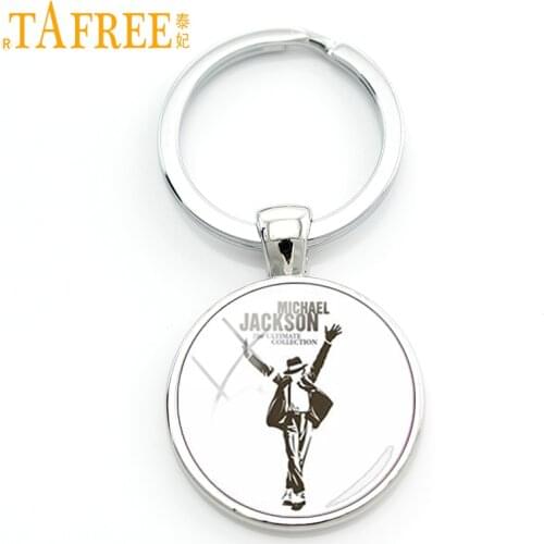 TAFREE Dancer Michael Dance Moves keychain fashion Super Star Moonwalk bag car key chain ring holder for men women jewelry CT08