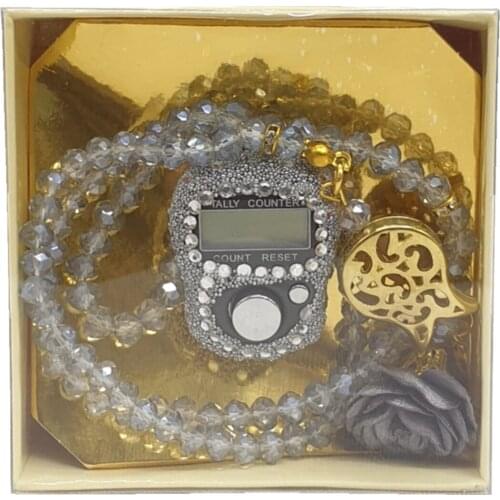 Kutlulu Crystal Tesbihli Gemstone Zikirmatik Gray