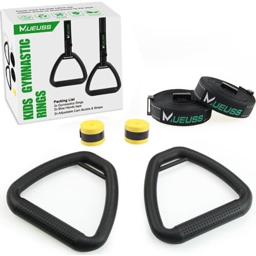 Kids Gymnastic Rings Plastic with Adjustable Straps Gym Pull-up Fitness Exercise Equipment of Children for Strength Training