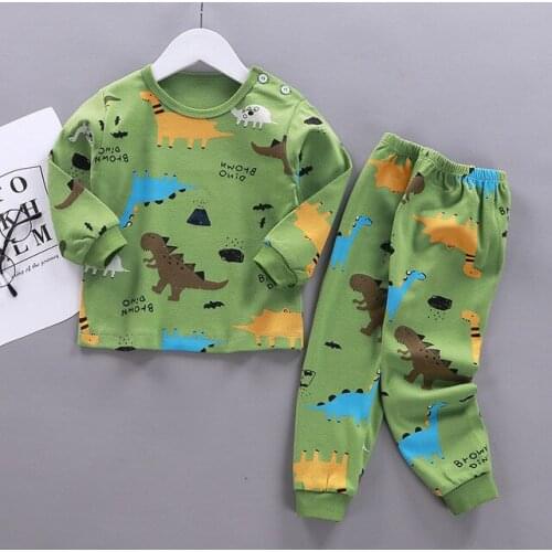 Baby Autumn Winter Soft Nightwear Kids Pajamas Fashion Boys Sleepwear Suit Girls Children Pajamas Cartoon Tops+Pants 2pcs