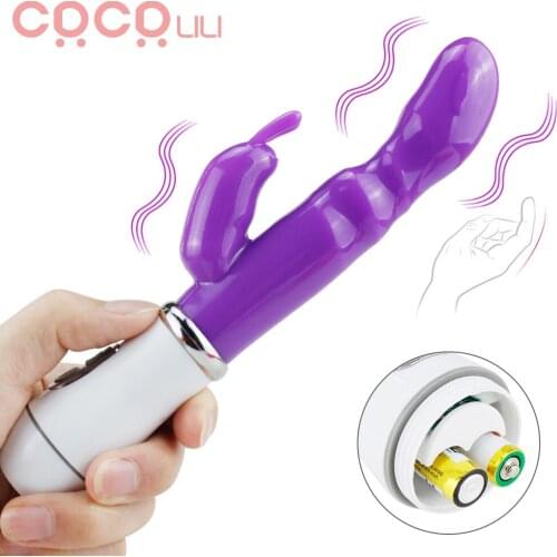 Dual Vibration Rabbit Dildo Vibrator Sex Toys for Women Silicone Vagina Clitoris Massager G Spot Stimulator Female Masturbator