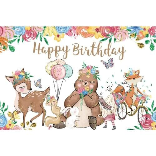 Birthday Backdrop Cute Wild One Animals Photography Background Celebration Photo Booth Studio Decor