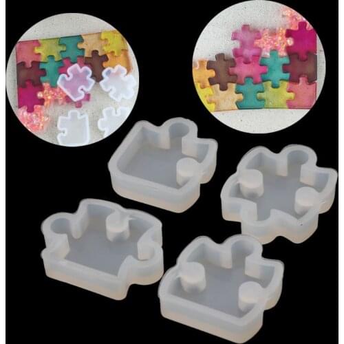 4Pcs Puzzle Gemstone Crystal Mold Silicone Mould DIY Jewelry Pendant Making Tool J78F
