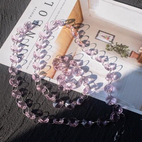 0.5/1Meter Garland Strand Gold Ring Hanging Crystal Glass Bead Curtain Diamond Chains Party Tree Wedding Centerpiece Party Decor