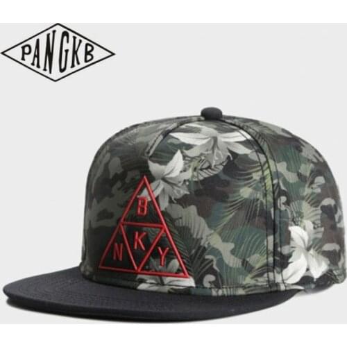 PANGKB Brand BRIANGLE CAP BKNY flower hip hop Street dance snapback hat for men women adult outdoor casual sun baseball cap bone