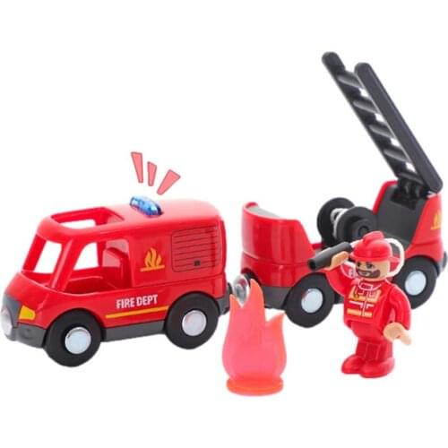 Train Toy Magnetic Locomotive Compatible With Wooden Track Fire Truck Compatible Brio Wood Track Children Toys Kids Boys Gifts