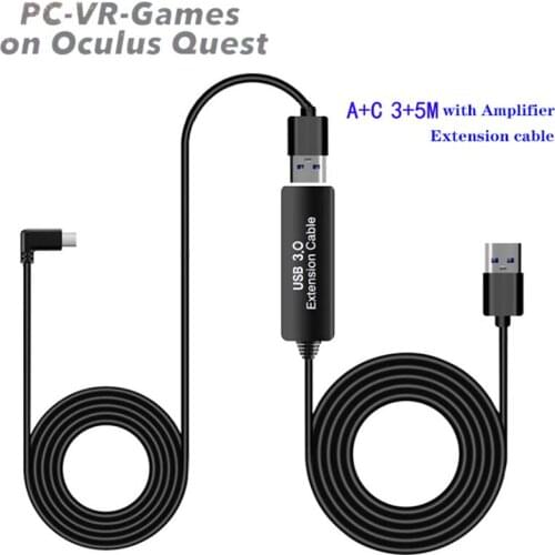 For Oculus Quest 2 Link Cable Extension USB Data Line Type A to C 8M/26FT USB3.0 Adapter Cable Computers VR Glasses Accessories