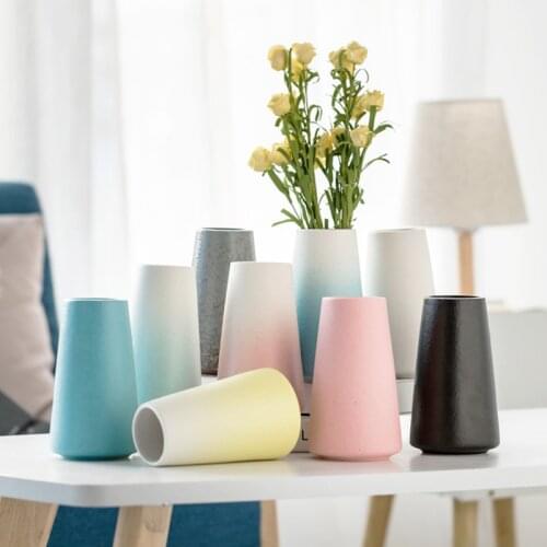 Ceramics Vase Nordic Flowers Modern Home Office Decor of Creative Floral Decorative Small Vases Black Living Room Ornament