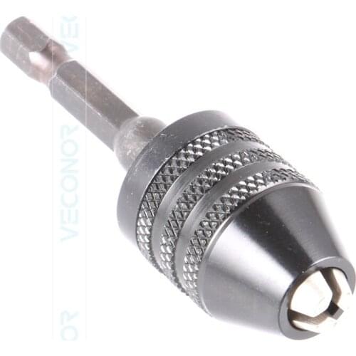 VECONOR Keyless Drill Bit Chuck 1/4" Hex Shank Impact Screwdriver Adaptor Convertor Quick Change 0.3~6.5mm
