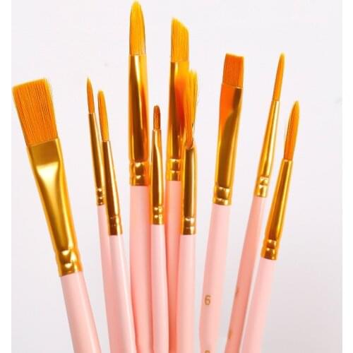 3Pcs/bag Watercolor Gouache Paint Brushes Different Shape Round Pointed Tip Nylon Hair Painting Brush Set Art Supplies No Box