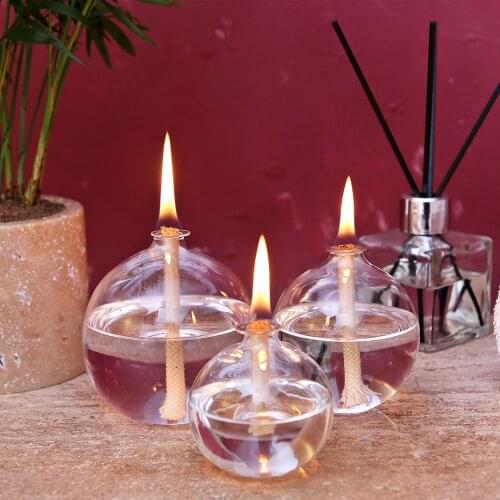 Small Glass Oil Lamp Set of 3 - Glass Art Candle Gas Lamp Living Room Decoration Thanksgiving Decoration Romantic Night Light