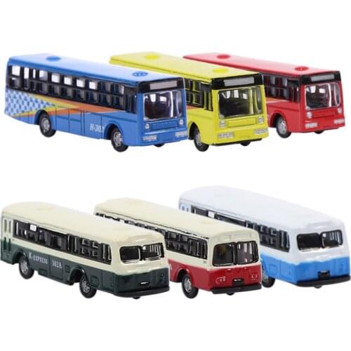 6pcs Diecast Model Buses1:150 Train Layout BS150 N Scale Bus Free Wheels Railway Modeling