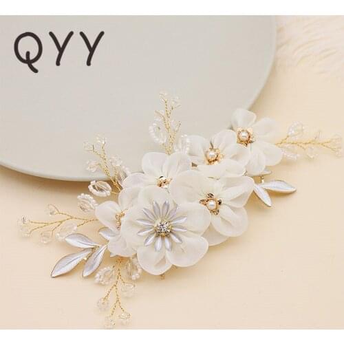 QYY Fashion 2019 Rhinestones for Hair Comb Bridal Flower Wedding Hair Jewelry Accessories Wedding Hair Combs Ornaments for women