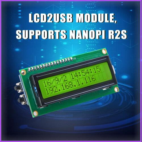 LCD2USB module supports NanoPi R2S/LCD4LINUX/LCD Smartie/LCDProc, plug and play, completely open source
