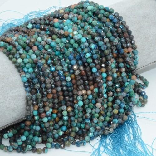 Natural Chrysocolla Faceted Round Beads 3.5mm Selected Color