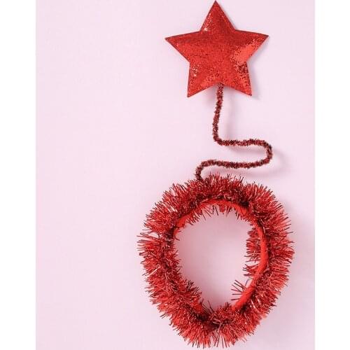 10pcs New Fluffy Star Headband Five-pointed Stars Christmas Headband Party Holiday Hair Band Headwear Hair Accessories