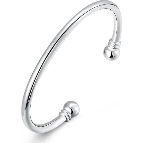 New Style 925 Sterling Silver Bracelet Smooth Bead Bracelet For Women Wedding Engagement Fashion Charm Party Jewelry