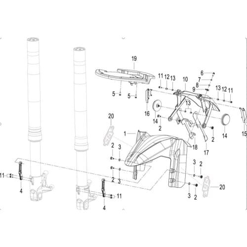 Front fender support bracket front inner fender page Of Benelli TRK502