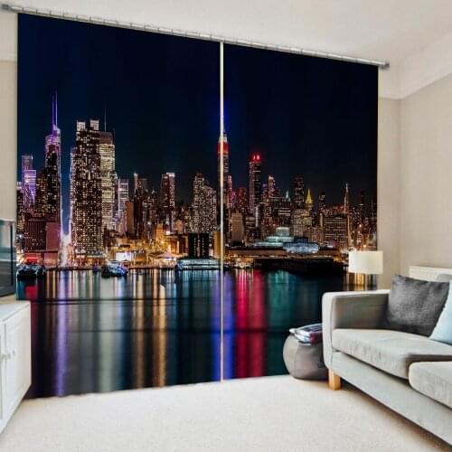 Custom night city curtains Bedroom living room windproof thickening blackout curtains 3d curtains
