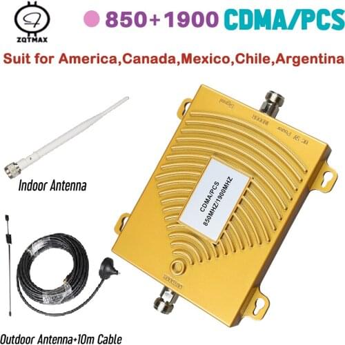 ZQTMAX 2G 3G 4G repeater gsm Cell Phone Signal Booster LTE 850 1900 Cellular Signal Amplifier with Antenna Home Office