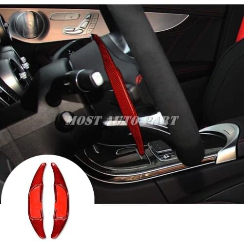 Carbon Fiber Steering Wheel Paddle Shifter For Benz AMG A45 W176 C63 W205 E63 W213 CLA45 C117 CLS65 W218 GLC X156 R231 Red/Black
