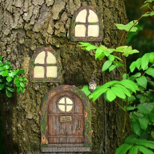 Fairy Doors And Windows Of Trees Garden Sculpture Garden Decoration Outdoor Jardineria Decoracion Sculptures Glow In The Dark