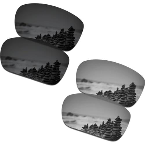 SmartVLT 2 Pairs Polarized Sunglasses Replacement Lenses for Oakley Scalpel Stealth Black and Silver Titanium