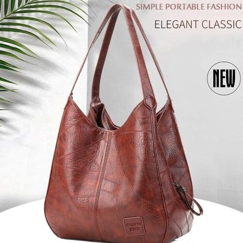 Vintage PU Leather Women Bag Designer Shoulder Bag for Women Large Capacity Ladies Hand Bags