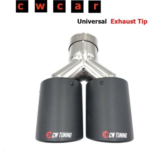 Y Style Model Dual Carbon fiber stainless steel universal Auto exhaust tip Double Muffler end tip For Benz For Bmw For Ak