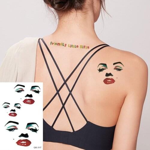 Waterproof Temporary Tattoo Stickers Face Eyes Lips fake Tattoo Geometric Animal Flash Tattoo Hand Back Foot for Girl Women Men