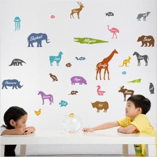 Vivid Cartoon animal world DIY wall sticker living room bedroom wall decoration home decoration wall stickers for kids rooms
