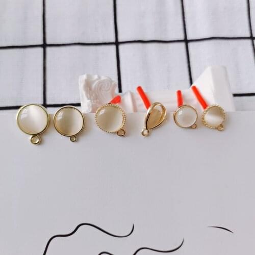 DIY jewelry accessories wholesale small fresh temperament alloy bottom cats eye stud earrings earrings accessories
